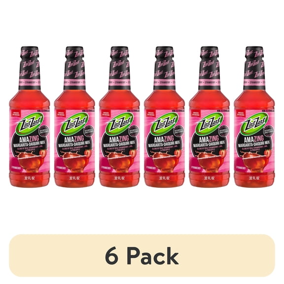 (6 pack) Zing Zang Amazing Strawberry Margarita-Daiquiri Mix, Non-Alcoholic Cocktail Mixer, 32 Fl Oz Bottle