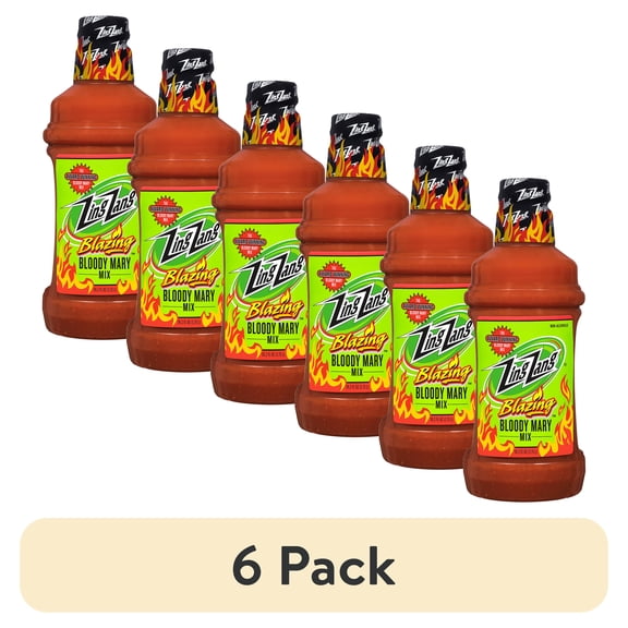 (6 pack) Zing Zang Blazing Bloody Mary Mix, Non-Alcoholic Cocktail Mixer, 1.75L Bottle