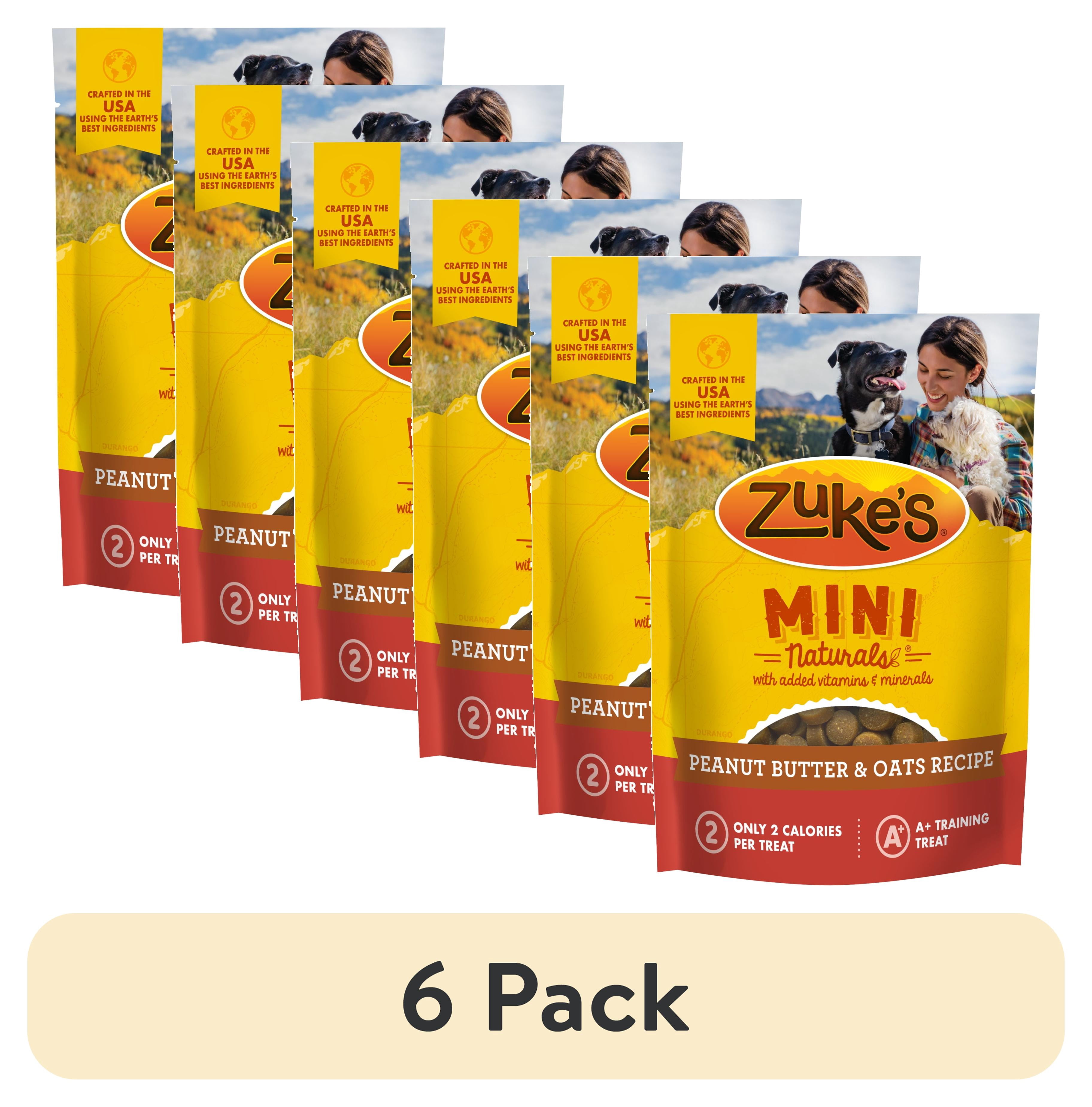 (6 pack) Zuke's Mini Naturals Soft Dog Training Treats, Peanut Butter Recipe Tender Chews, 6 oz Pouch