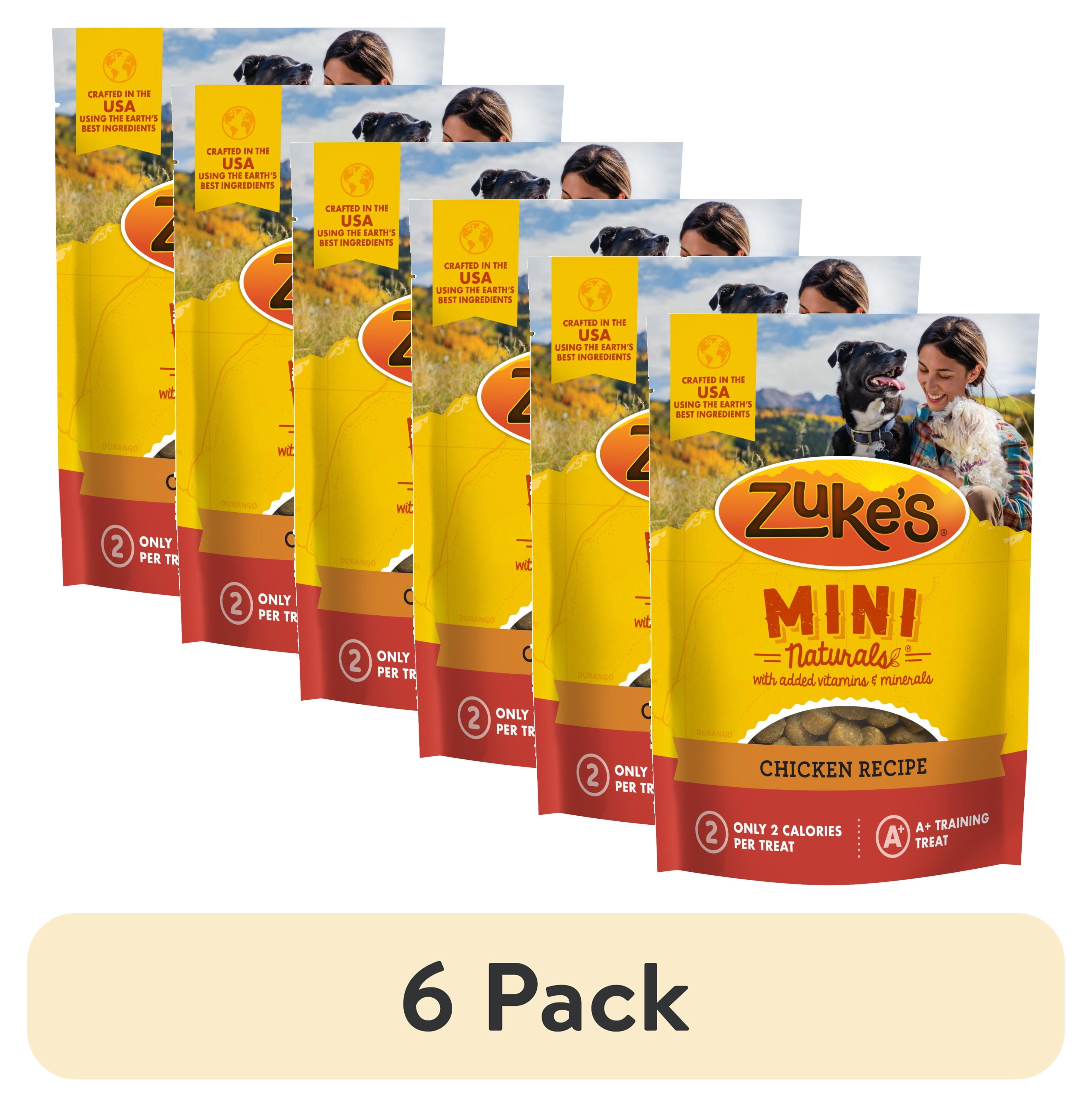 (6 pack) Zuke's Mini Naturals Soft Dog Training Treats, Real Chicken Recipe Tender Chews, 16 oz Pouch