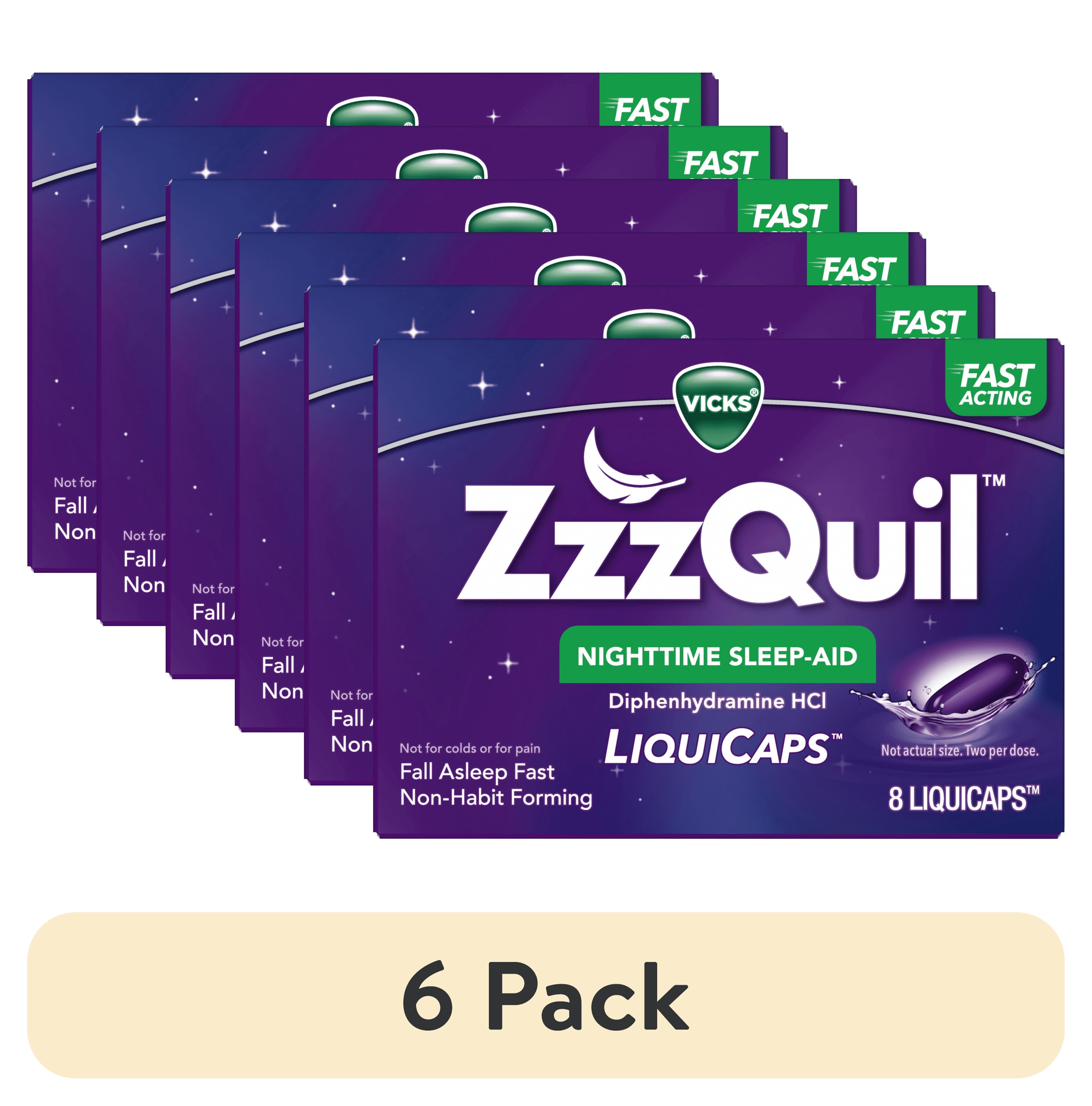 (6 pack) ZzzQuil LiquiCap Sleep Aid, Diphenhydramine 25mg HCl, 8 LiquiCaps