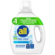6 pack all Free Clear Liquid Laundry Detergent, 73 oz, 58 Loads