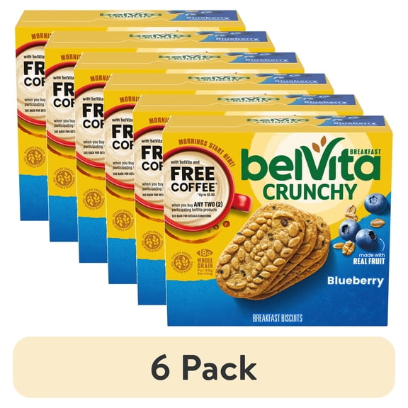 (6 pack) belVita Breakfast Bars Biscuits, Blueberry, 5 Packs (4 Biscuits Per Pack)