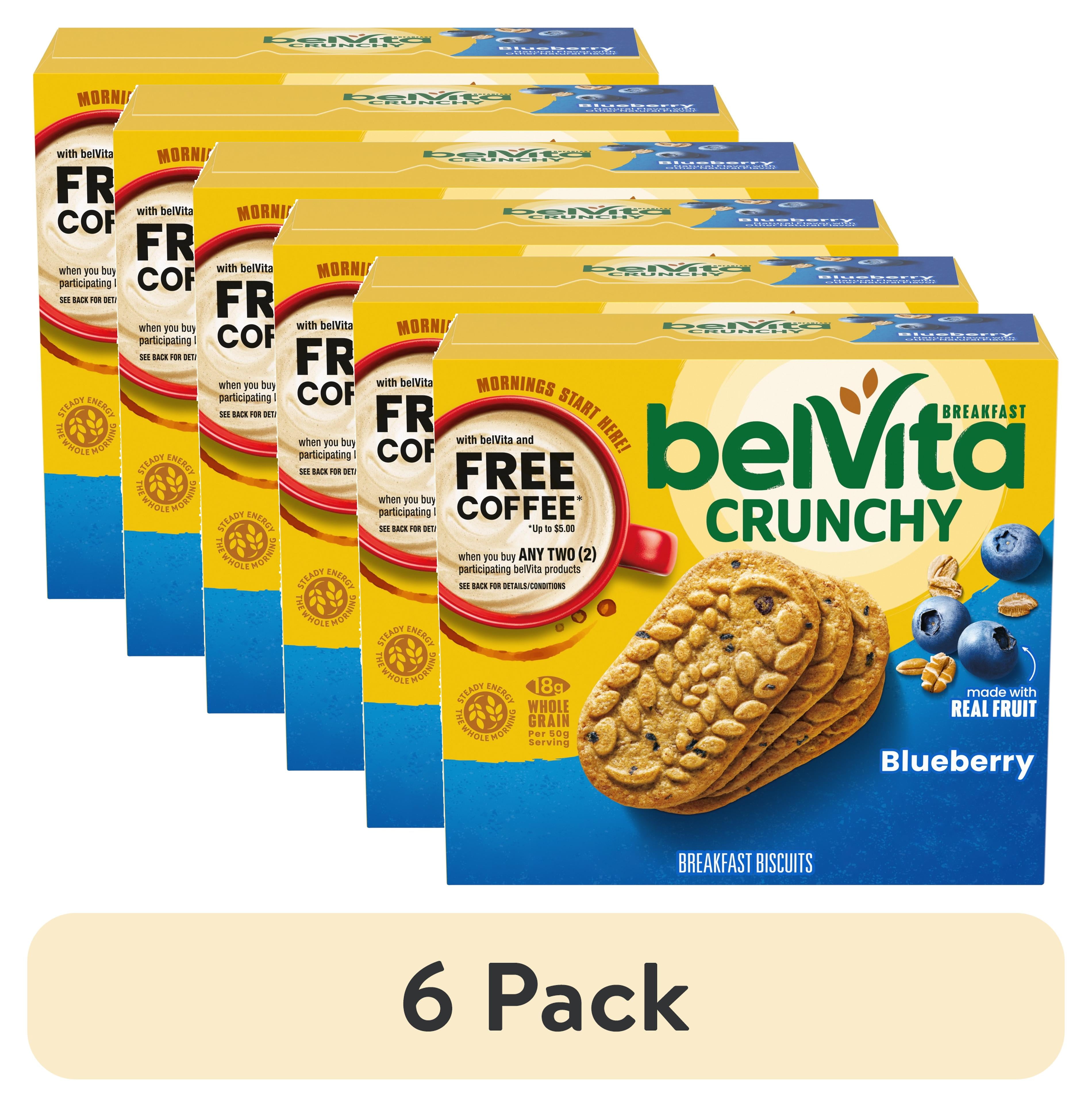(6 pack) belVita Breakfast Bars Biscuits, Blueberry, 5 Packs (4 Biscuits Per Pack)