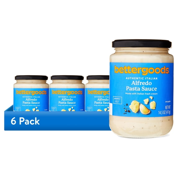 (6 pack) bettergoods Authentic Italian Alfredo Pasta Sauce, 14.5 oz