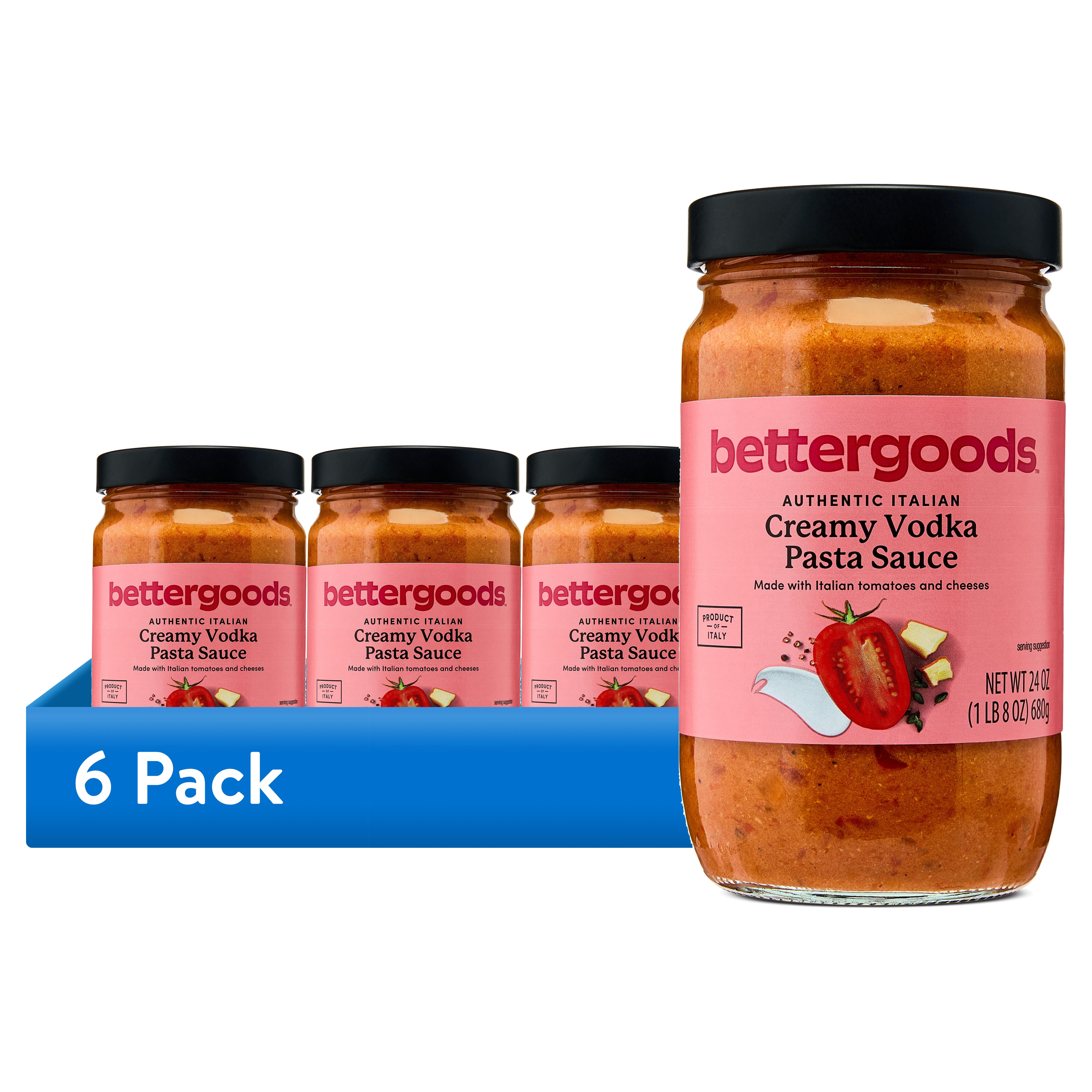 (6 pack) bettergoods Authentic Italian Creamy Vodka Pasta Sauce, 24 oz