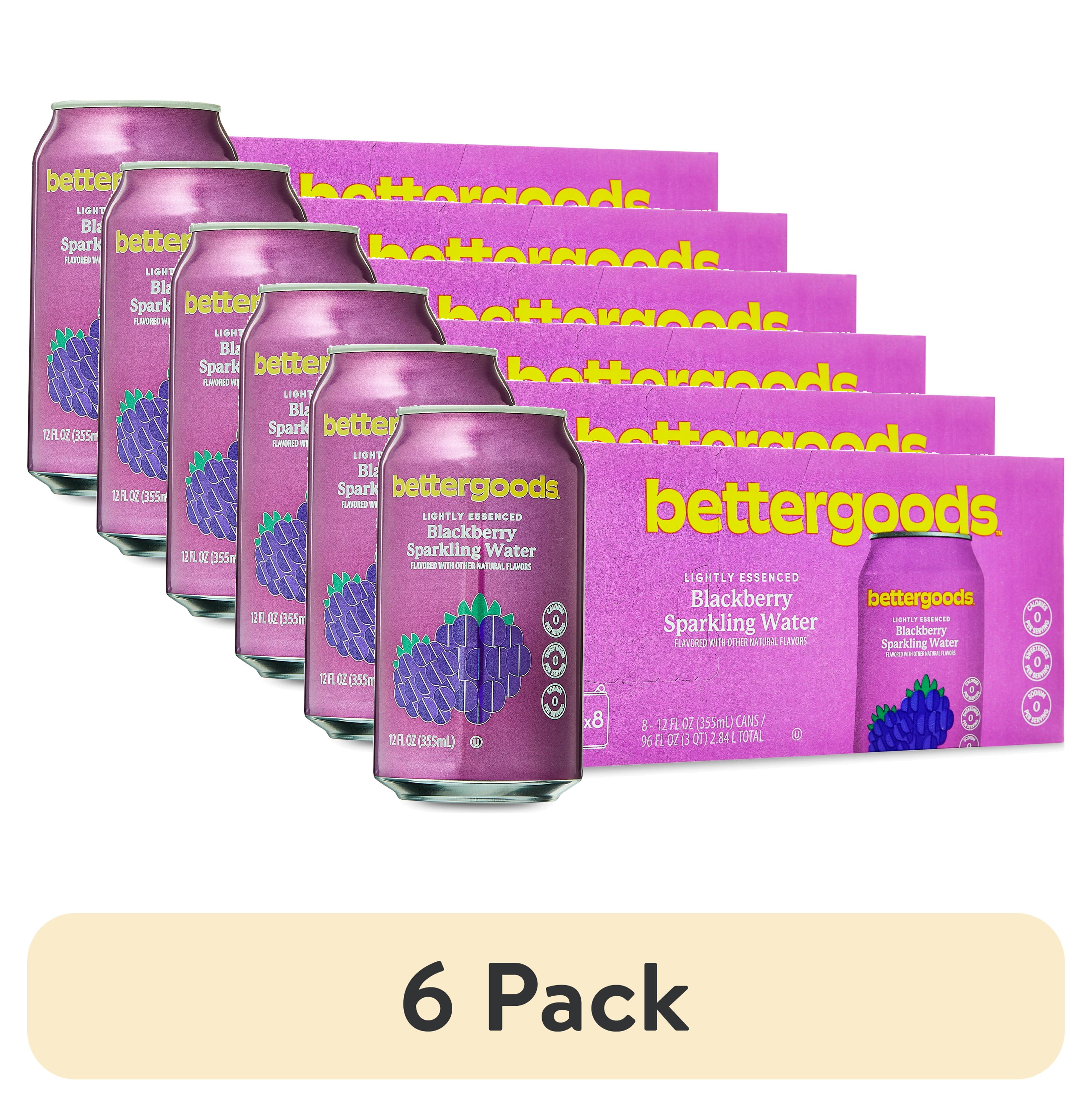 (6 pack) bettergoods Blackberry Flavored Sparkling Water, 12 fl oz, 8 Cans