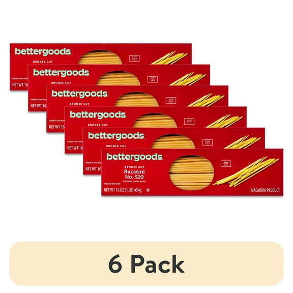 (6 pack) bettergoods Bronze Cut Bucatini Pasta, No. 520, 16 oz Shelf Stable
