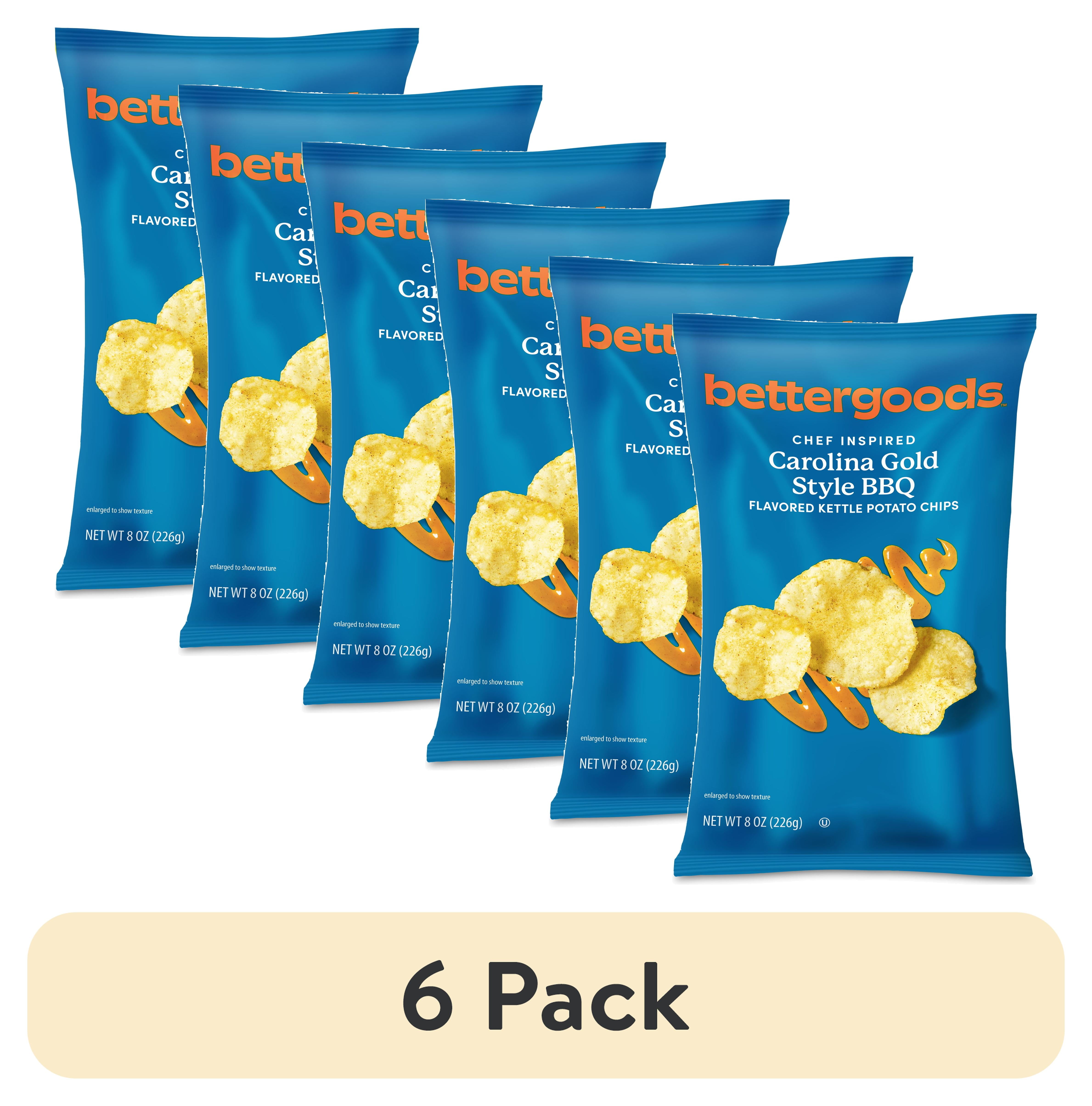 (6 pack) bettergoods Chef Inspired Carolina Gold Style BBQ Flavored Kettle Potato Chips, 8 oz (P65)