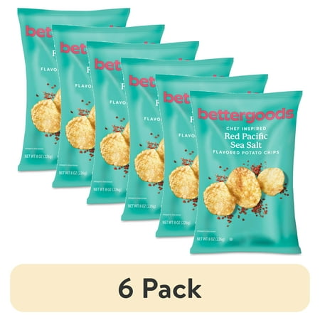 (6 pack) bettergoods Chef Inspired Red Pacific Sea Salt Flavored Potato Chips, 8 oz