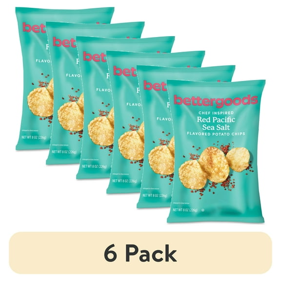 (6 pack) bettergoods Chef Inspired Red Pacific Sea Salt Flavored Potato Chips, 8 oz