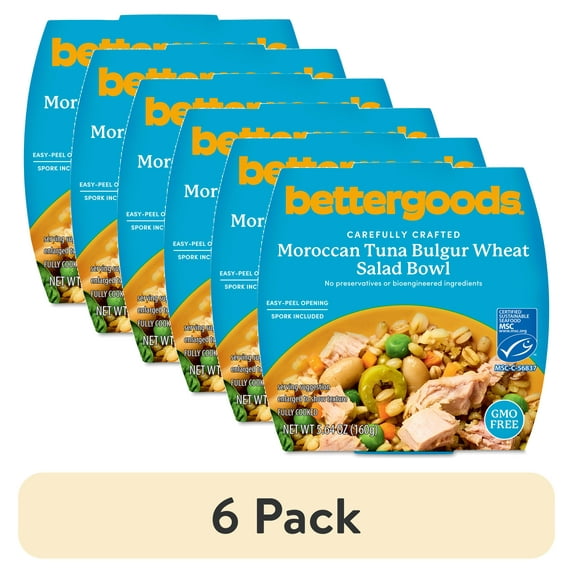 (6 pack) bettergoods Moroccan Tuna Bulgur Wheat Salad Bowl, MSC Certified, 5.6 oz