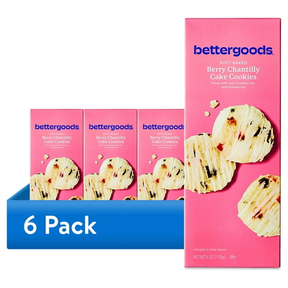 (6 pack) bettergoods Soft Baked Berry Chantilly Cake Cookies, 6 oz