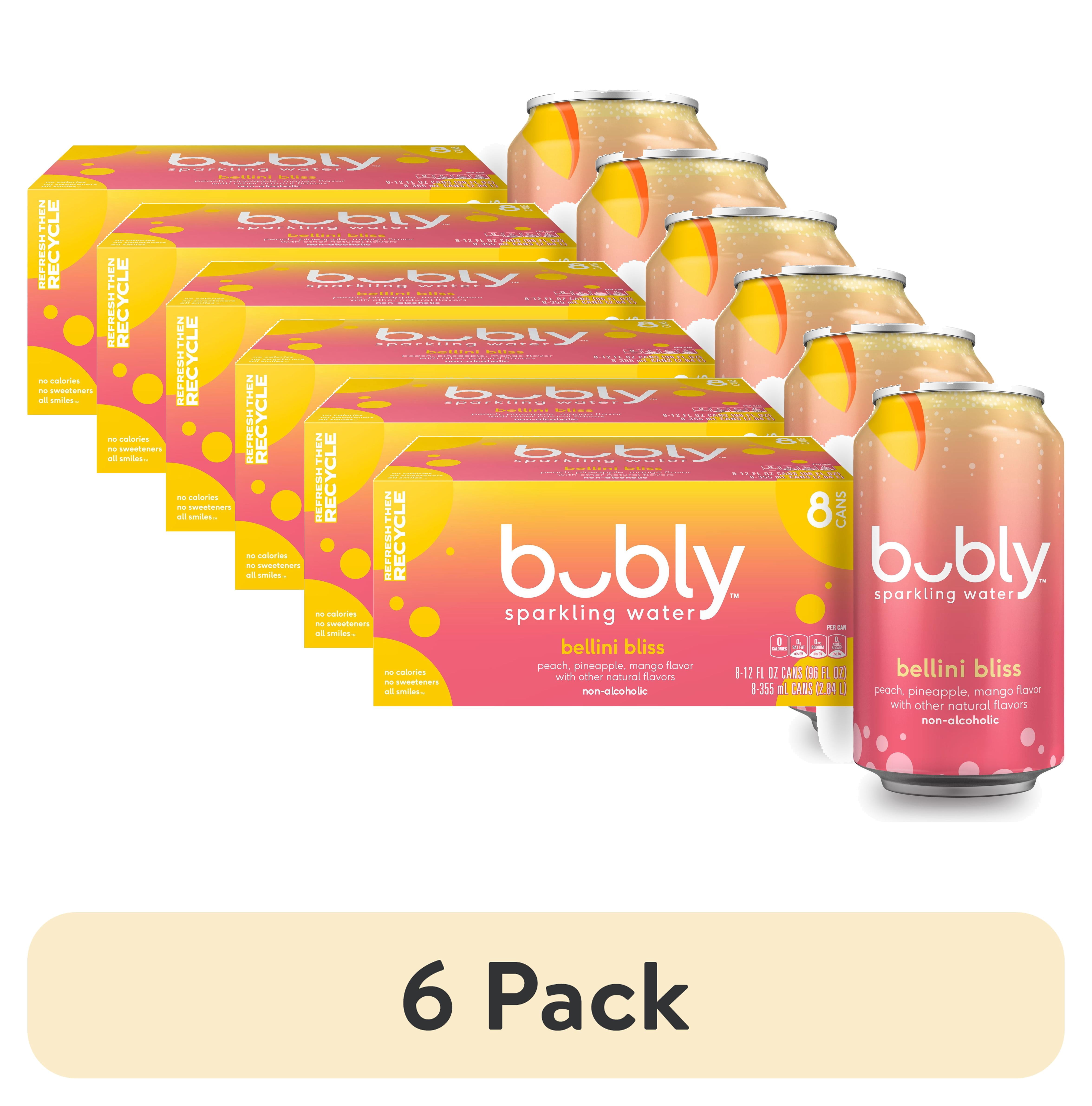 (6 pack) bubly Bellini Bliss Sparkling Water, 12 fl oz, 8 Pack Cans