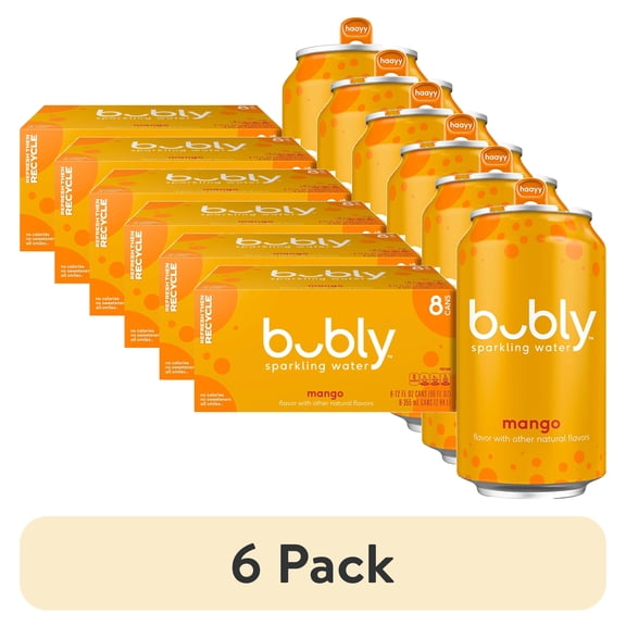 (6 pack) bubly Mango Sparkling Water, 12 fl oz, 8 Pack Cans