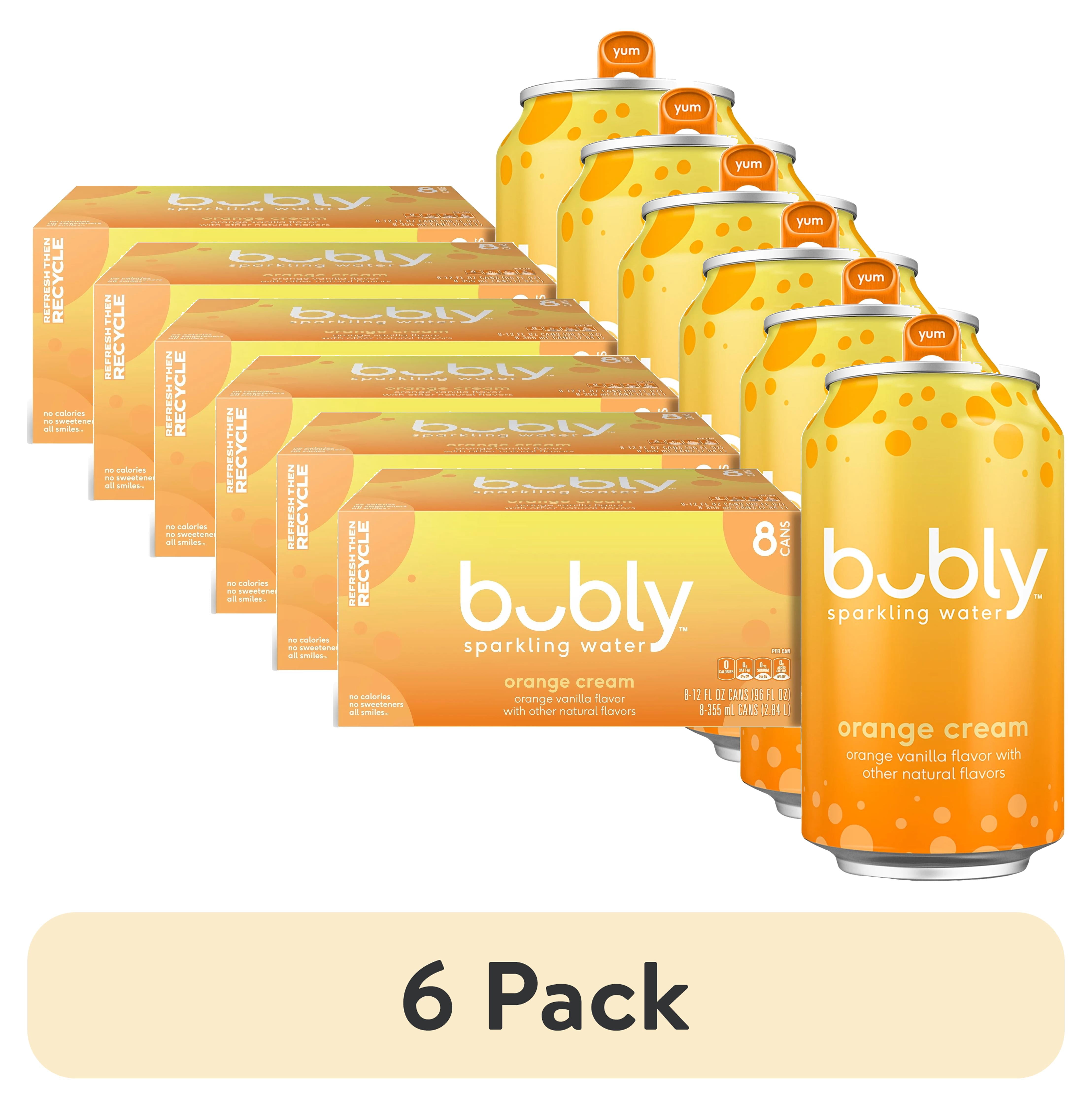 (6 pack) bubly Orange Creamsicle Sparkling Water, 12 fl oz, 8 Pack Cans