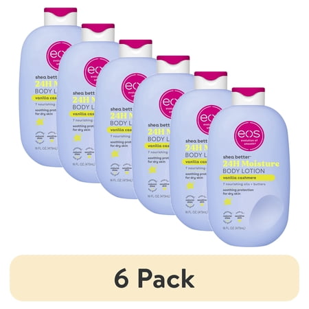 (6 pack) eos Shea Better 24H Moisture Body Lotion, Vanilla Cashmere, for Dry Skin, 16 fl oz