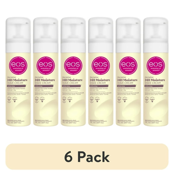 (6 pack) eos Shea Better Womens Shaving Cream, Vanilla Bliss, Smooth Skin Moisturizing Formula, 7 oz