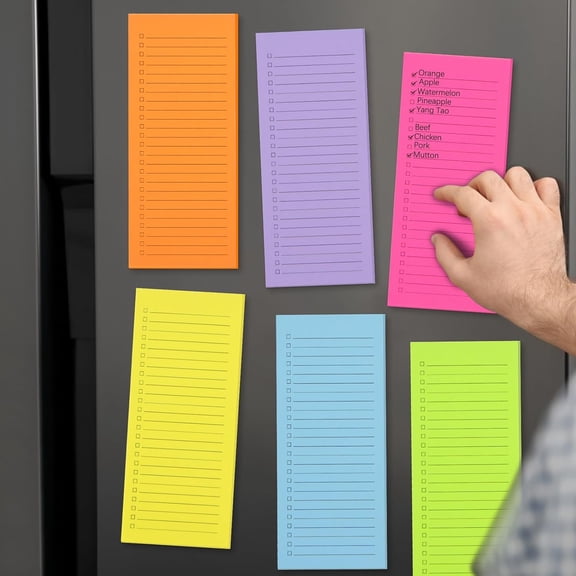 6-pack magnetic notepad, refrigerator magnetic grocery list pad, full magnetic back design notepad, for grocery list, shopping list, to-do list (240 sheets)