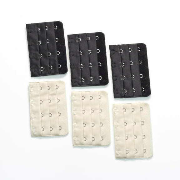 6-pack of Four-hook Bra Extenders - 3 black   3 beige