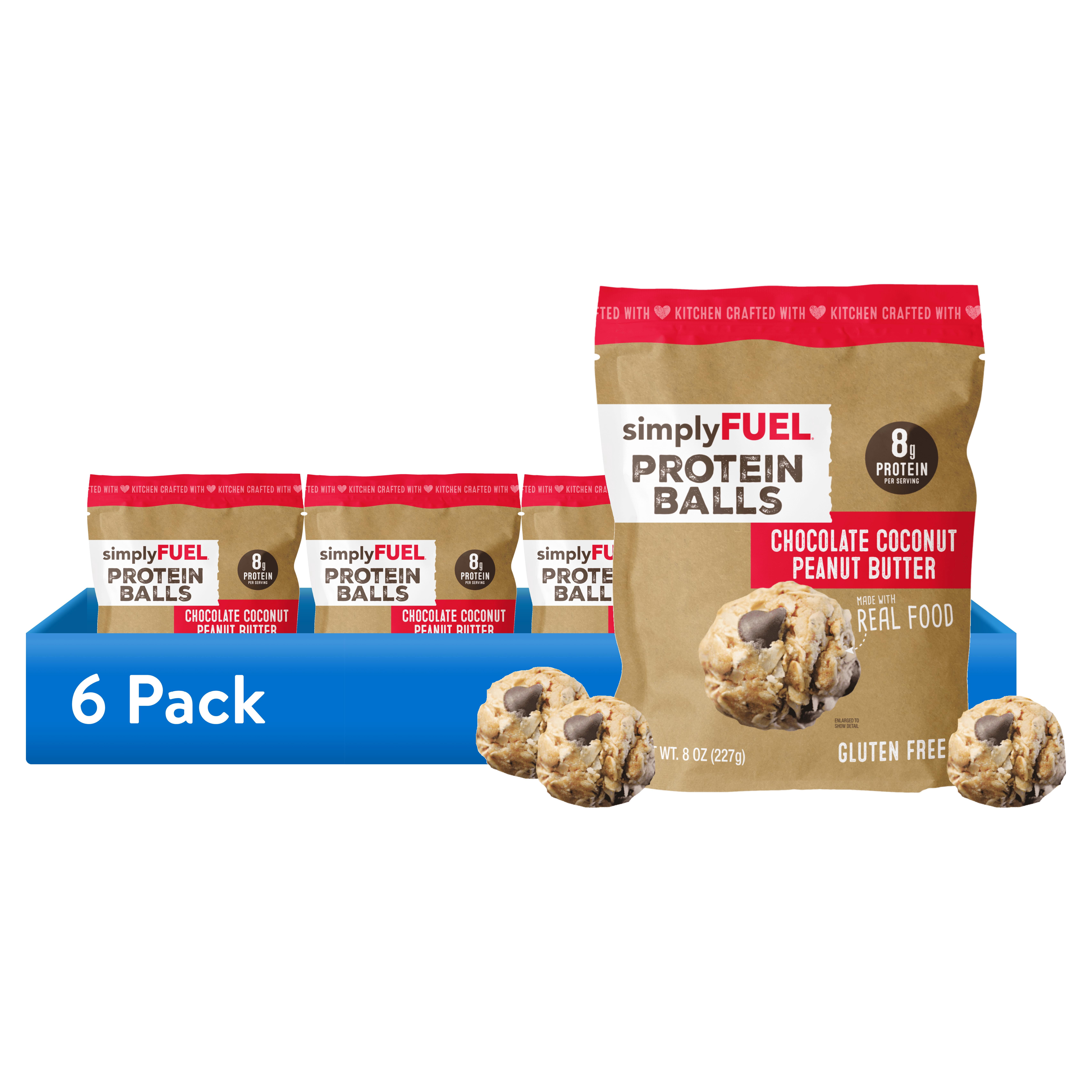 (6 pack) simplyFUEL Protein Balls Chocolate Coconut Peanut Butter 8oz