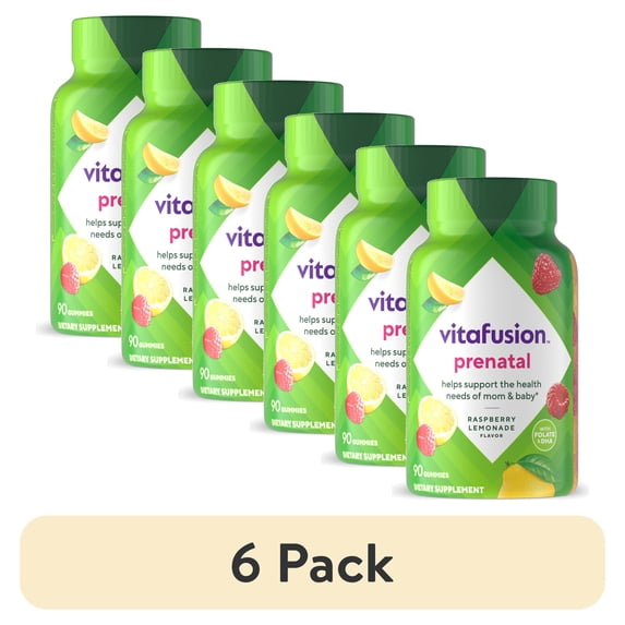 (6 pack) vitafusion PreNatal Gummy Vitamins, Raspberry Lemonade Flavored, Pregnancy Vitamins for Women, 90 Ct