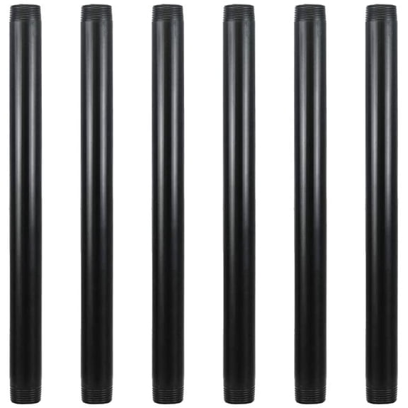 6 packs of 3/4 inch x 12 inch precut black metal tubes, industrial steel suitable for standard three-quarter inch black threaded tubes and fittings - vintage industrial shelving (3/4 inch x 12 inch)