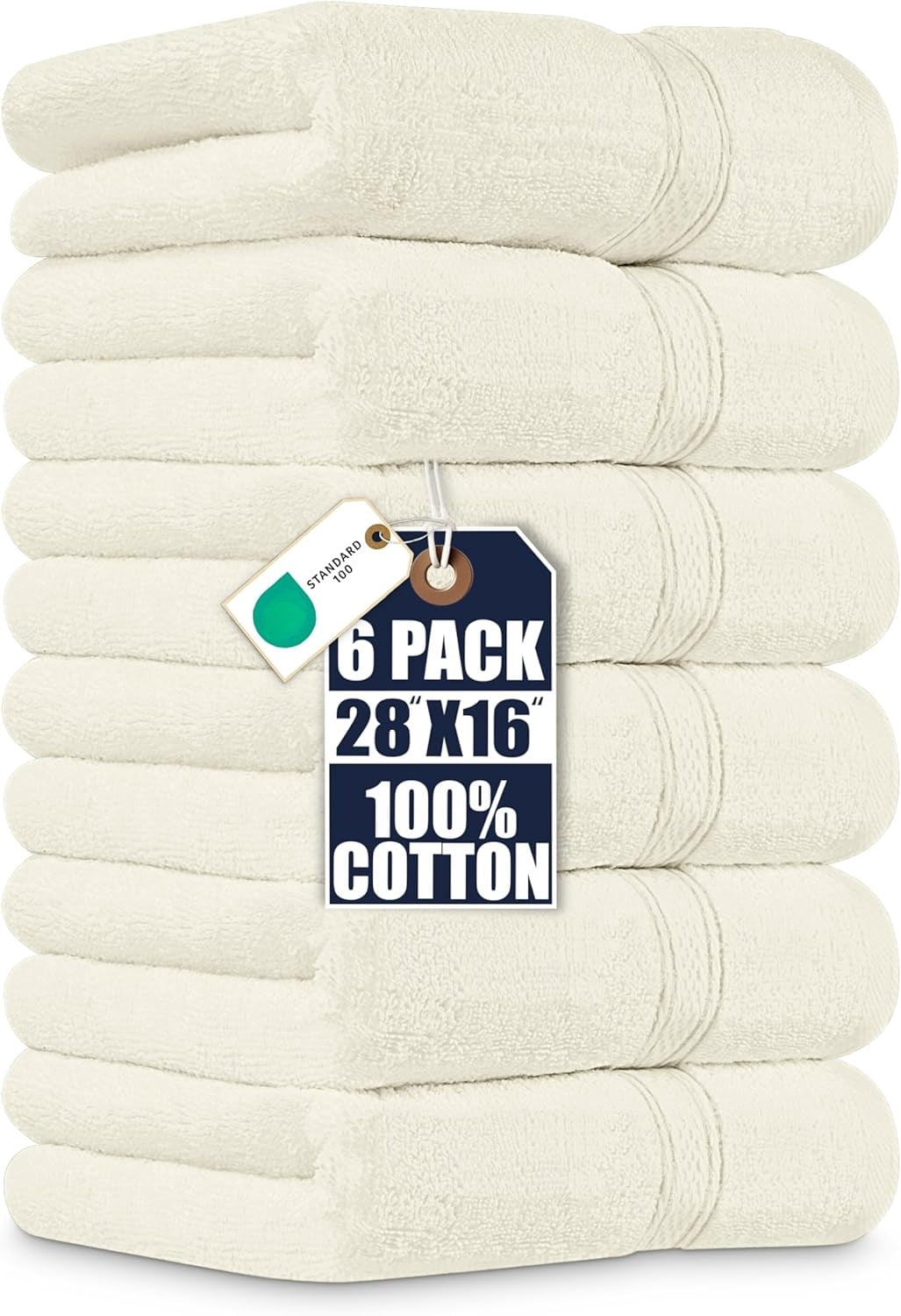 6 packs of premium hand towel set, 16 by 28 inches, 100% ring spun ...