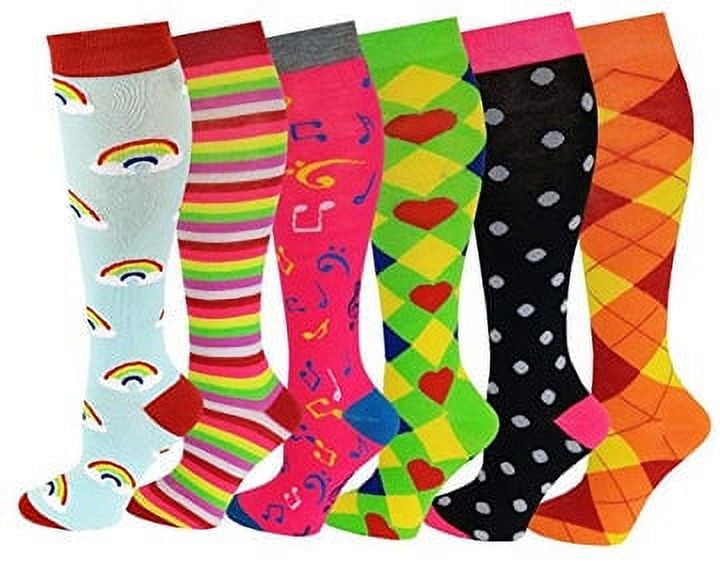 SUMONA 6 pairs Assorted Fancy Design Knee High Socks For Women