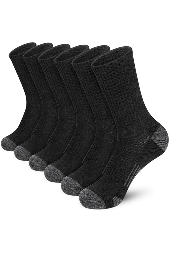 6 pairs Athletic Crew Socks Cushion Running Socks Performance Breathable Sports Socks for Men
