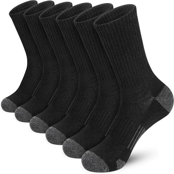 6 pairs Athletic Crew Socks Cushion Running Socks Performance Breathable Sports Socks for Men