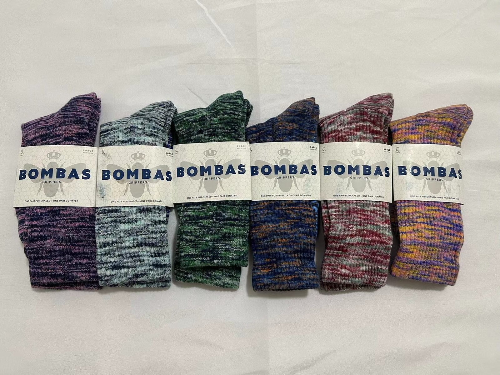 6 pairs BOMBAS Women's Performance Gripper Honeycomb Calf Socks size LG 6  Color 