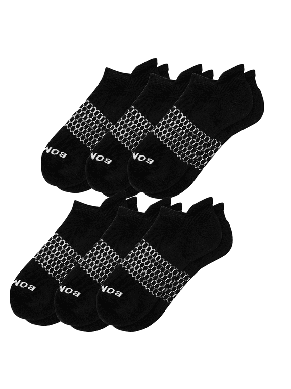 6 pairs Bombas Men's All-Purpose Black Ankle socks - Size LARGE 9-13