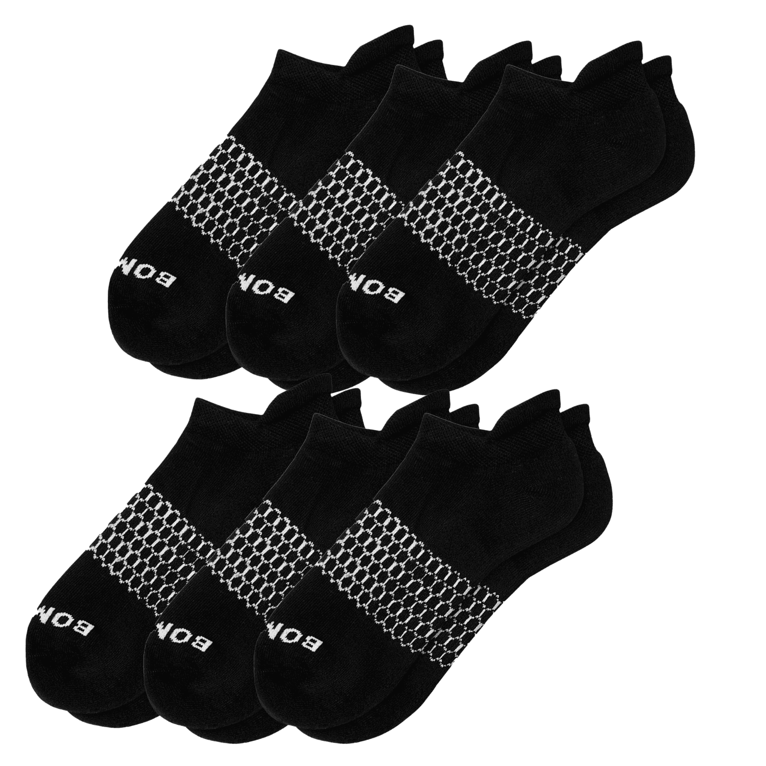 6 pairs Bombas Women's All-Purpose Black Ankle socks - Size MEDIUM