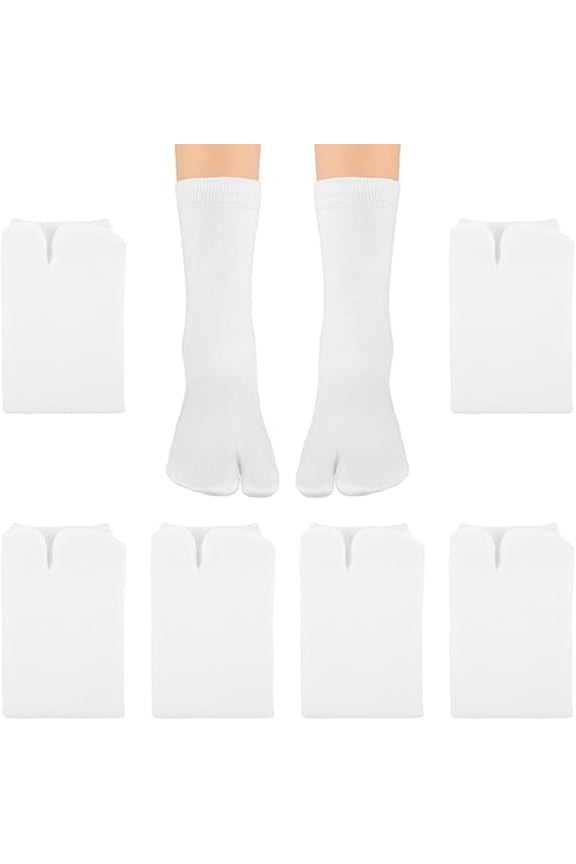6 pairs Flip Flop Socks, Elastic Tabi Socks Cotton Split Two Toe Socks Non Slip Ankle Socks with Toes for Women Men