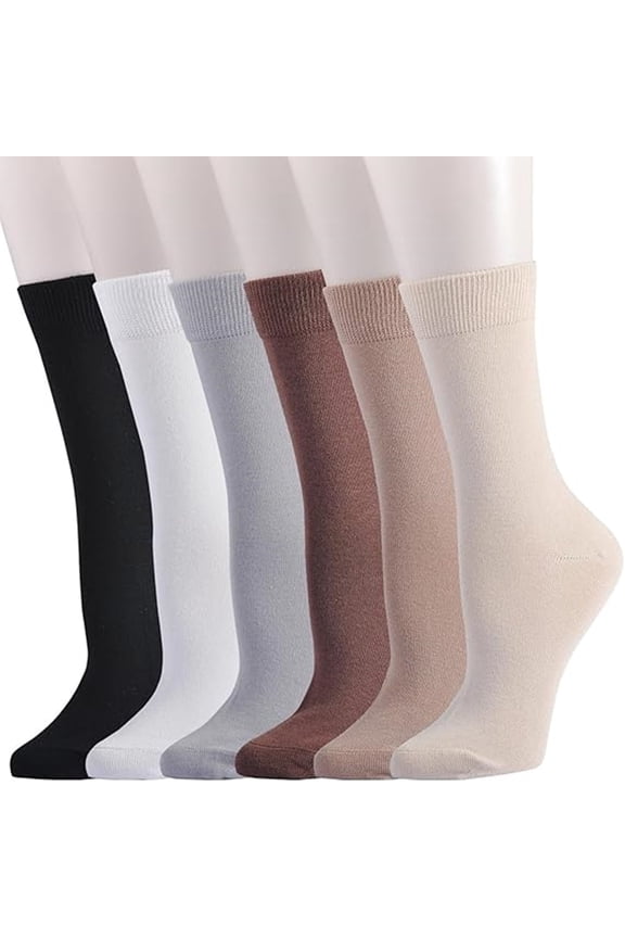 6 pairs Women Bamboo Socks Soft Thin Women's Crew Socks Seamless Toe Viscose Bamboo Dress Calf Socks