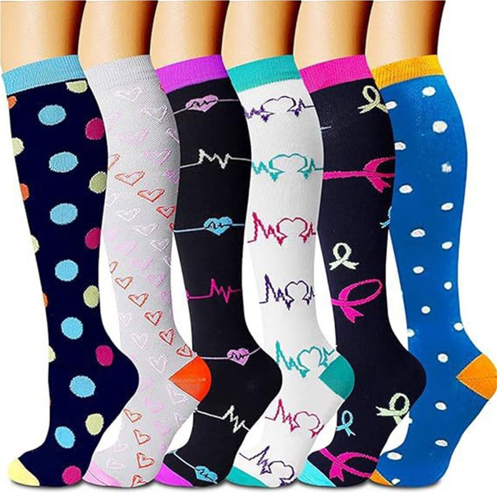 6 pairs of compression socks for sports running, sequentially ...