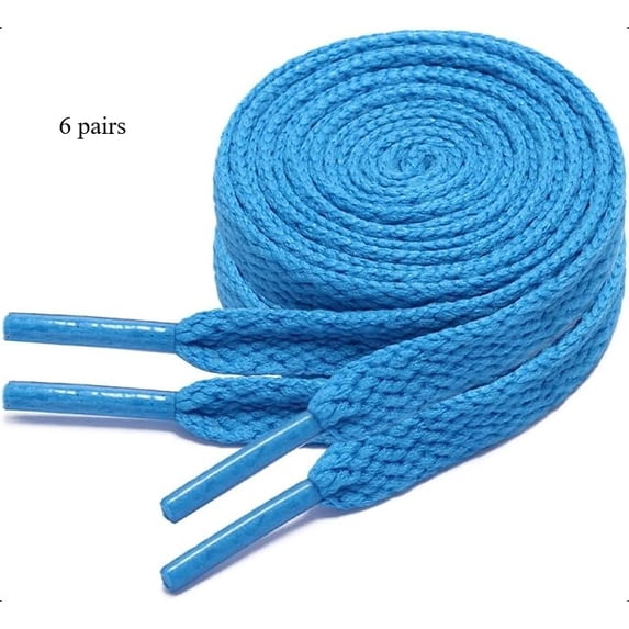 6 pairs of nylon shoelaces for flat shoes, suitable for 5/16 inch wide sneakers, 43 inch shoelaces