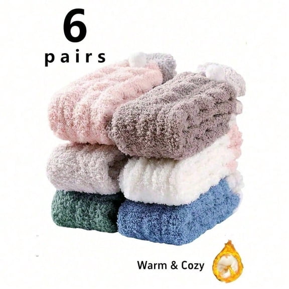 6 pairs of warm fuzzy socks: Indoor Lounge Soft Cozy Ankle Fuzzy Socks for Women Cozy Fluffy Winter Slipper Warm Socks