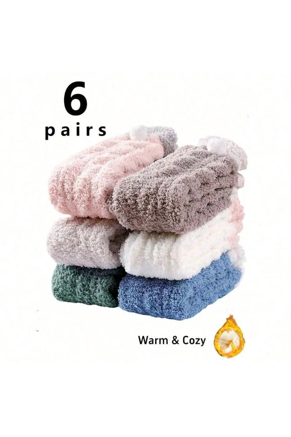 6 pairs of warm fuzzy socks: Indoor Lounge Soft Cozy Ankle Fuzzy Socks for Women Cozy Fluffy Winter Slipper Warm Socks