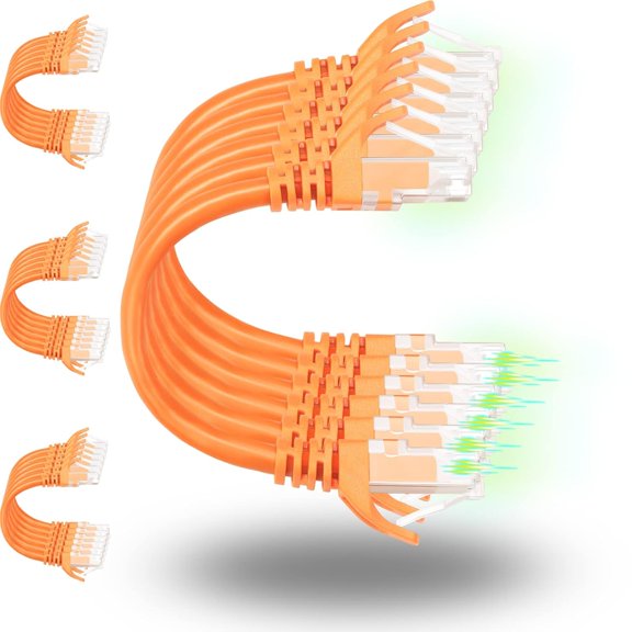6 patch cables 0.5 feet (24 pack), supports 10 Ethernet patch cables, 6 patch cables for panel to switch, with gold-plated orange flexible 6 Ethernet cables