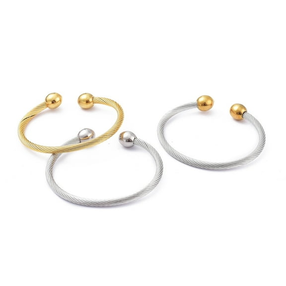 6 pc 304 Stainless Steel Cuff Bangles Torque Bangles Twist Mixed Color 2-1/4 inch(5.7cm)