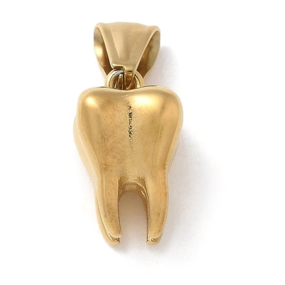 6 pc 304 Stainless Steel Pendants Teeth Charm Real 18K golden Plated 18x10.5x11.5mm Hole: 9x3.5mm