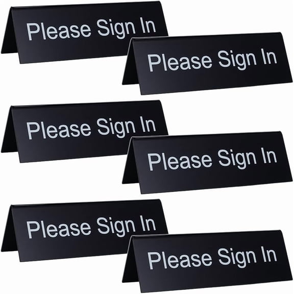 6 pc Acrylic Please Sign In Table Signs Tent Signs for Restaurant Bar Black 51x149x47mm