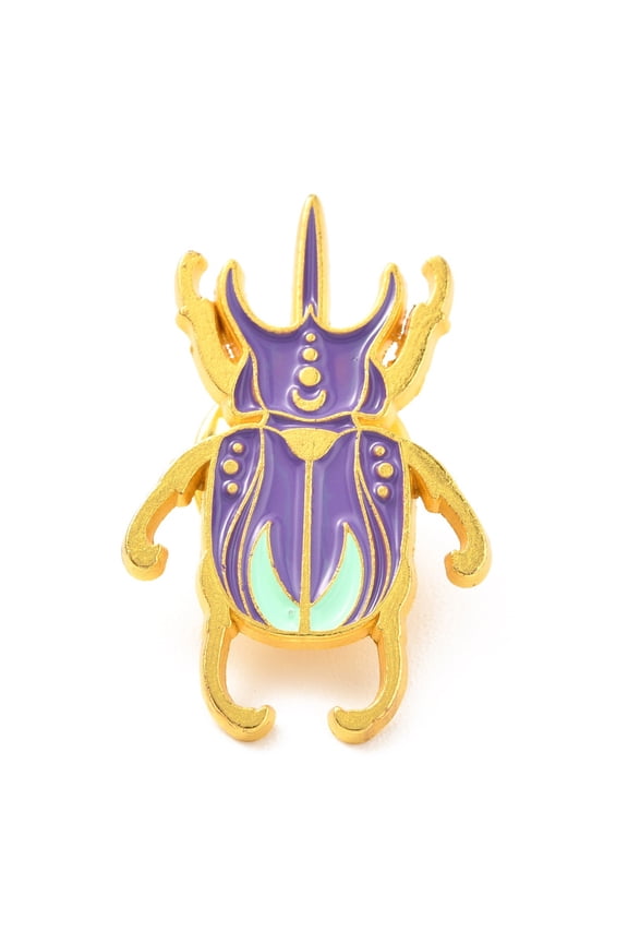 6 pc Alloy Enamel Brooches Enamel Pin with Butterfly Clutches Insect Golden Medium Purple 28x18x9.5mmDIY