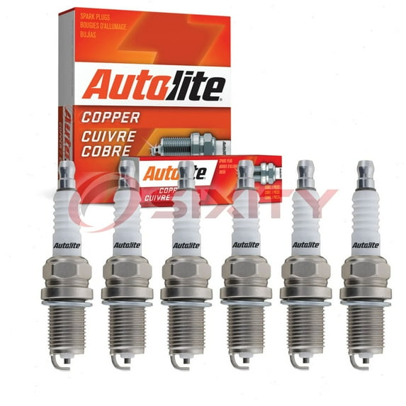 6 pc Autolite Copper Core Spark Plugs compatible with Dodge Dakota 3.9L V6 1992-1996