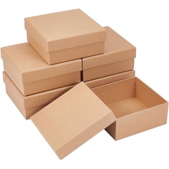 6 pc Cardboard Gift Boxes BurlyWood Square 13.15x13.15x5.7cm