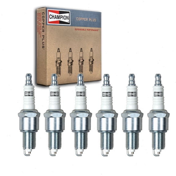 6 pc Champion Copper Plus Spark Plugs compatible with Jeep CJ7 3.8L 4.2L L6 1976-1977