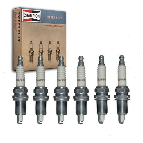6 pc Champion Copper Plus Spark Plugs compatible with Jeep CJ7 4.2L L6 1981-1986