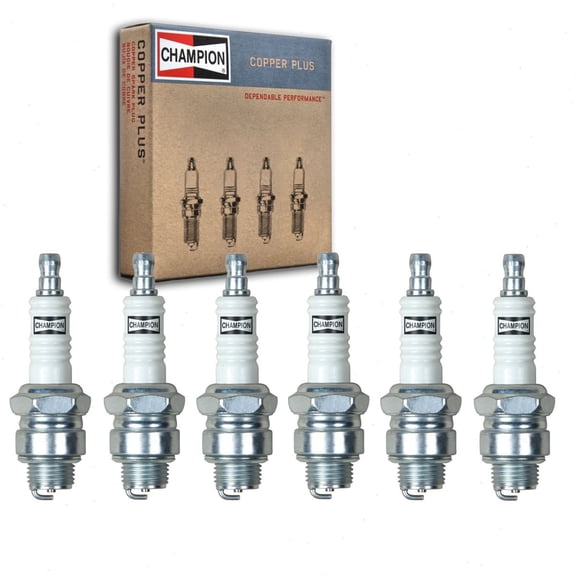 6 pc Champion Copper Plus Spark Plugs compatible with Kaiser Deluxe 3.7L L6 1949-1953
